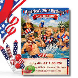 Amerikas Hjältar Firar Amerikas 250-års BBQ Inbjudningar