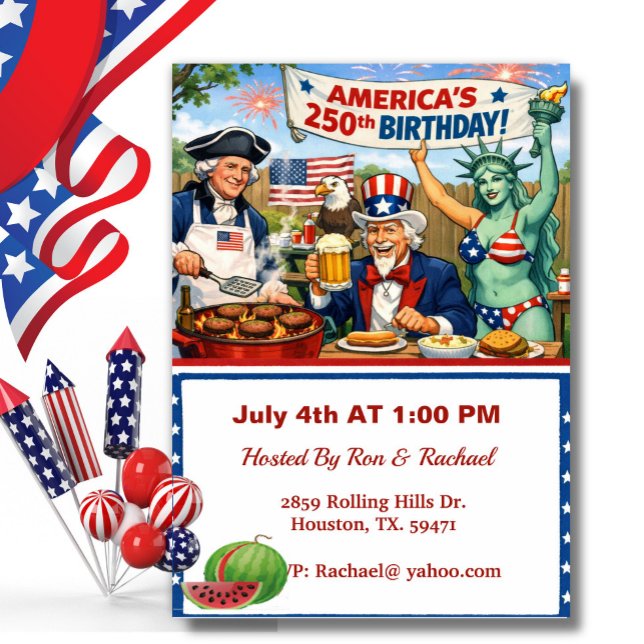 Amerikas Hjältar Firar Amerikas 250-års BBQ Inbjudningar (Skapare uppladdad)