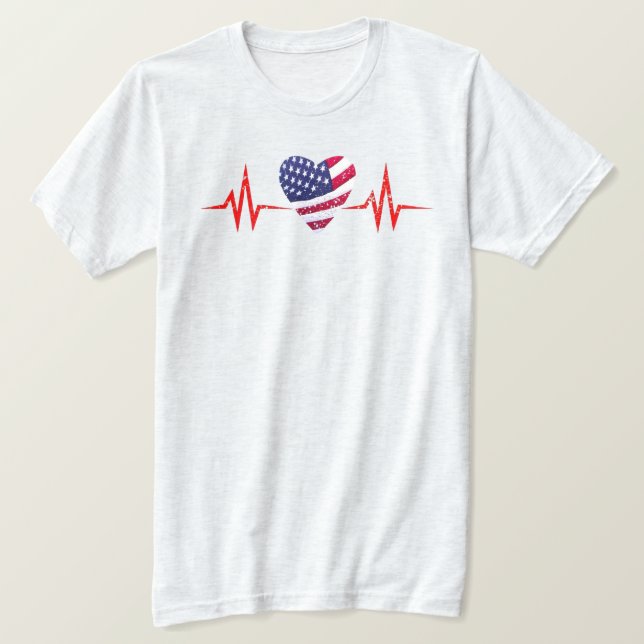 Amerikas kärlek i varje hjärtslag. t shirt (Design framsida)