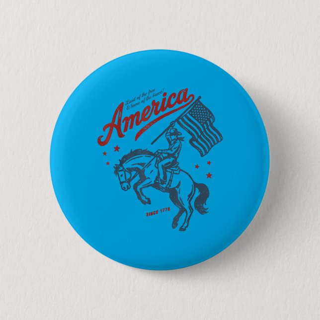 Amerikas Land Hemma För De Modiga Rodeo Knapp (Framsida)