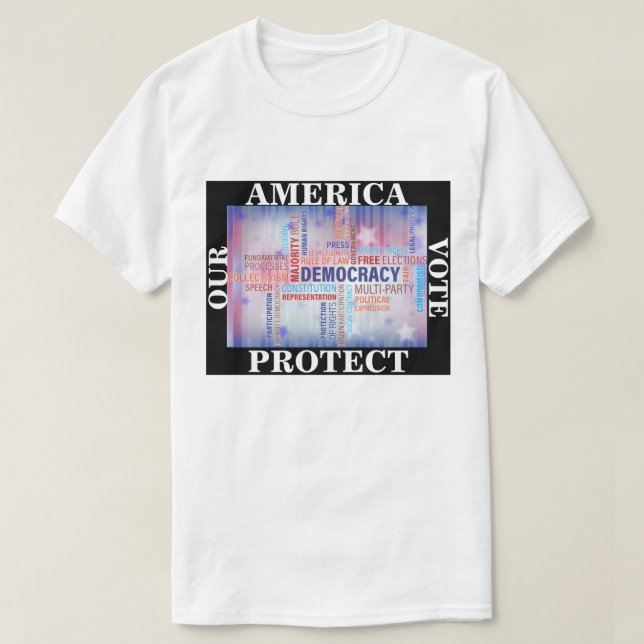 AMERIKAS OMRÖSTNING SKYDDAR VÅR DEMOKRATI T SHIRT (Design framsida)