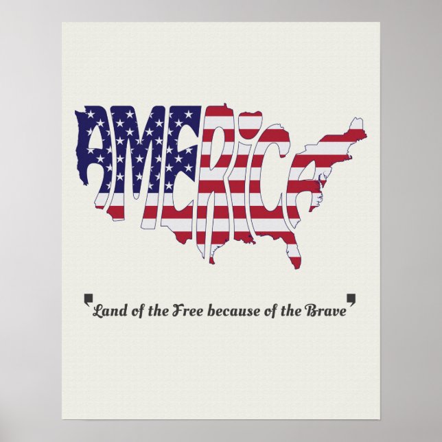 Amerikas Ord Art Karta Shape and Quote Poster (Framsidan)