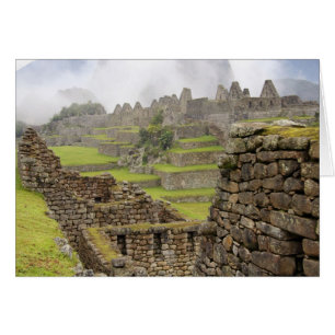 Amerikas, Peru, Machu Picchu. Den antika Hälsningskort