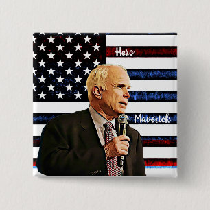 Amerikas Sanna Hjälte John McCain Minnesmärke Knapp