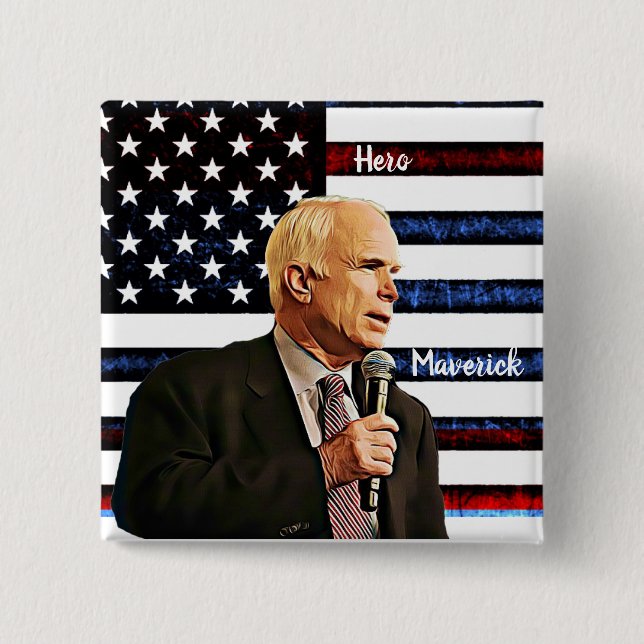 Amerikas Sanna Hjälte John McCain Minnesmärke Knapp (Framsida)