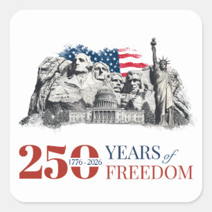 Amerikas semiquincentennial 250 år av frihet fyrkantigt klistermärke