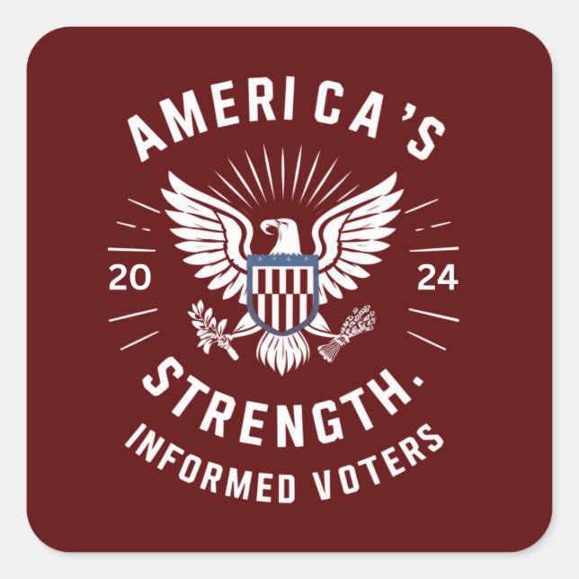 Amerikas styrka fyrkantigt klistermärke (Framsida)