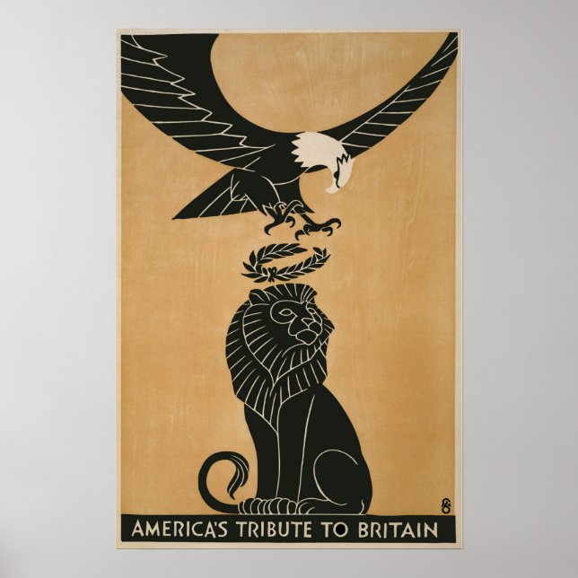 Amerikas tribut till Storbritannien Första världsk Poster (Framsidan)