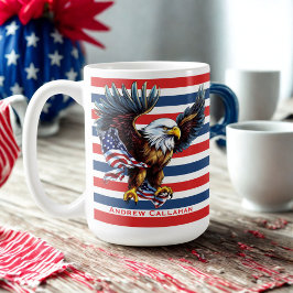 Ameriörnen Patriotisk USA Flagga 4 Juli Kaffemugg