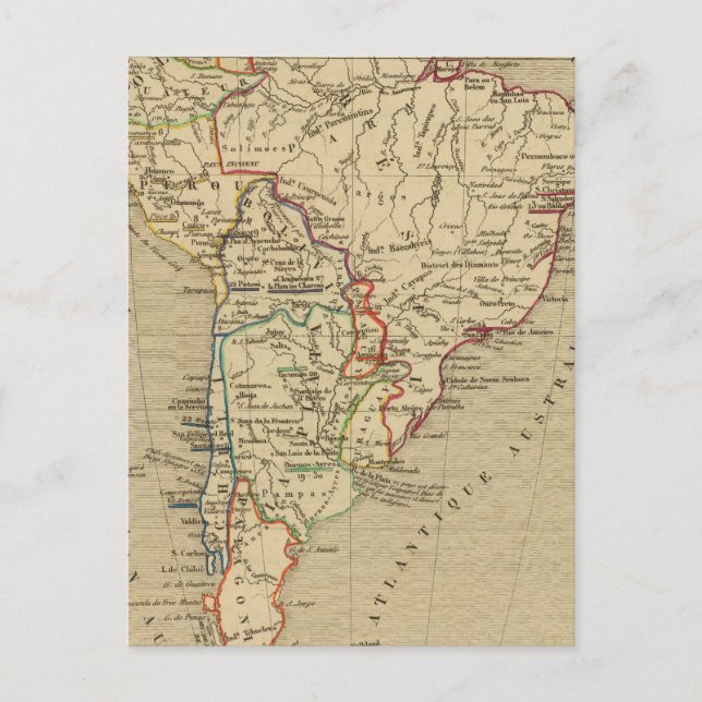 Amerique Meridionale en 1840 Vykort (Framsida)