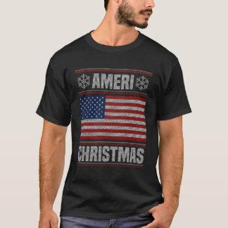 Ameris julfinny Amerikansk julgrädd Flagga Gif T Shirt