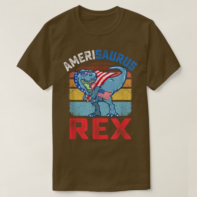 Amerisaurus Re Funny 4:e juli TRe Dinosaur USA T Shirt (Design framsida)