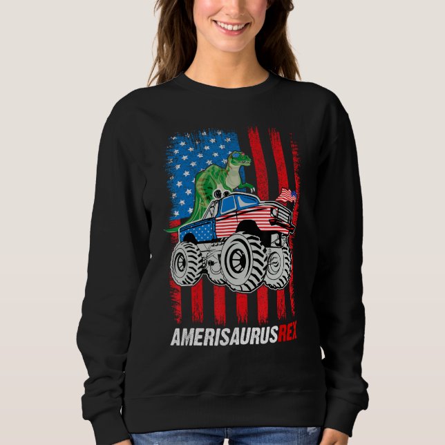 Amerisaurus Rex 4th Of July Boys Girls Us Flag Fun T Shirt (Framsida)