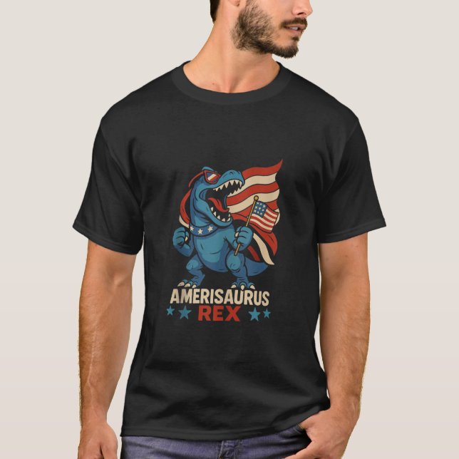 Amerisaurus Rex Funny Patriotic Dinosaur 4th of Ju T Shirt (Framsida)