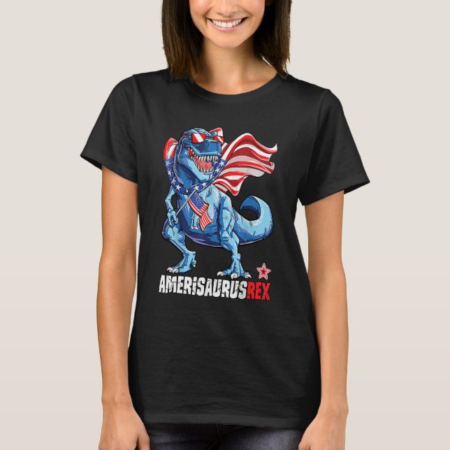 Amerisaurus Rex Independence Day T Shirt (Framsida)