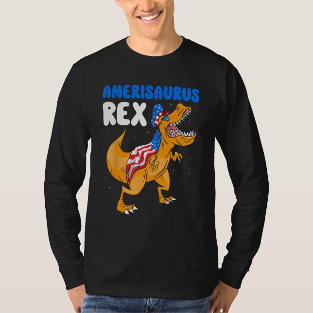 Amerisaurus Rex Independence Usa America 4Th Of Ju T Shirt (Framsida)