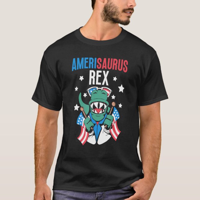 Amerisaurus Rex Usa 4Th Of July America Independen T Shirt (Framsida)