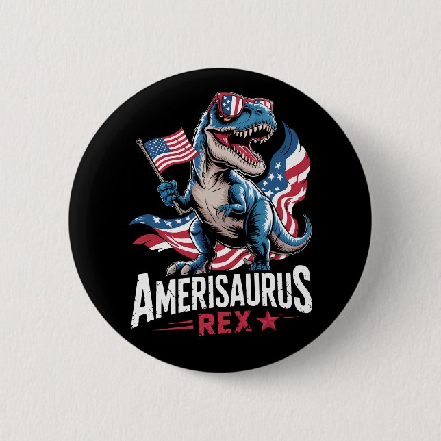 Amerisaurus T Rex Dinosaur 4 juli USA Amerikansk Knapp (Framsida)