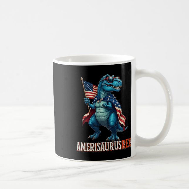 Amerisaurus t rex dosinosaur 4:e juli American Fl Kaffemugg (Höger)