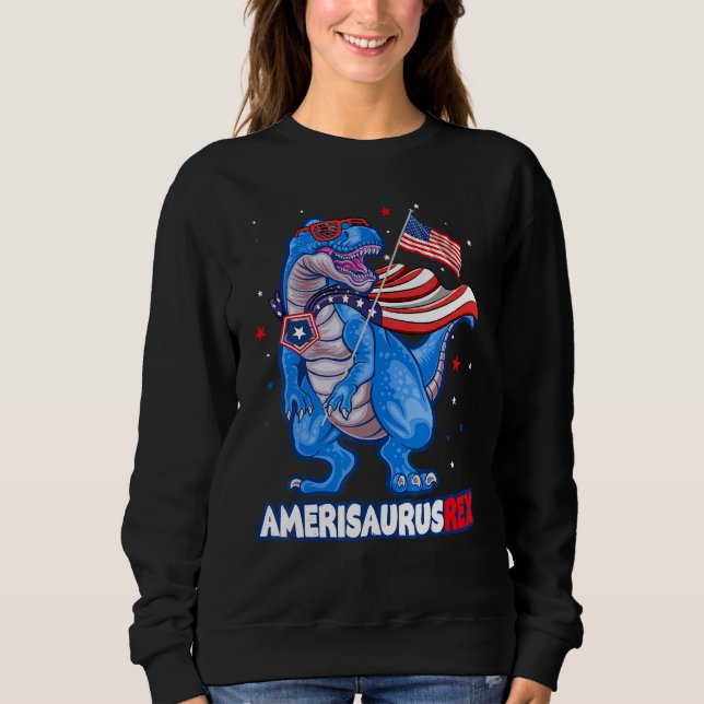 Amerisaurus T-rex USA Flag Kids Funny 4th Of July  T Shirt (Framsida)