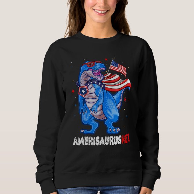 Amerisaurus T Rex USA Flag Kids Funny 4th Of July  T Shirt (Framsida)