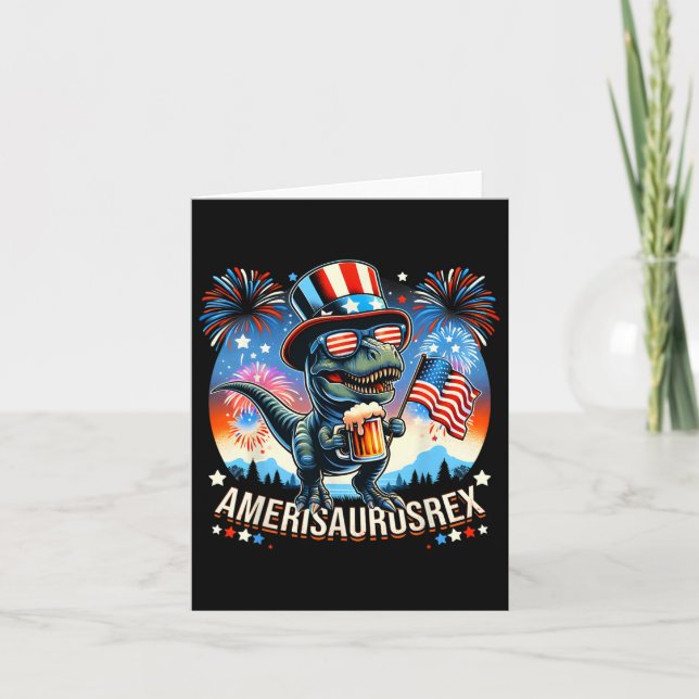 Amerisaurusrex American Flagga Cute Dinosaur T-rex Kort (Framsida)