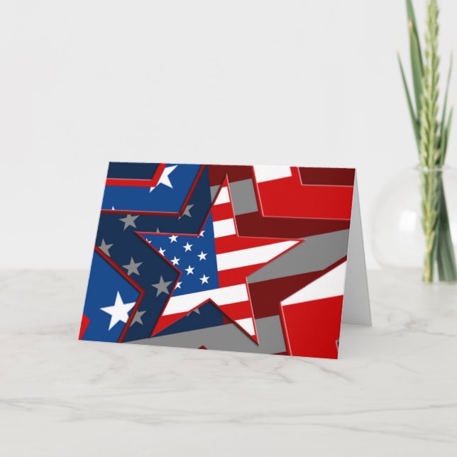 Amerrican Flagga Star Mönster Kort (Framsida)