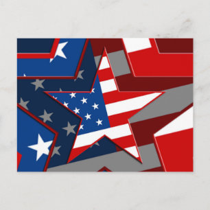 Amerrican Flagga Star Mönster, ZSSG Vykort