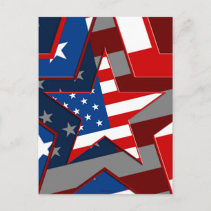 Amerrican Flagga Star Mönster, ZSSG Vykort