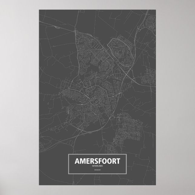 Amersfoort, Nederländerna (vit på svart) Poster (Framsidan)