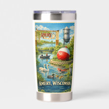 Amery, Wisconsin City of Lakes Souvenir Tumbler