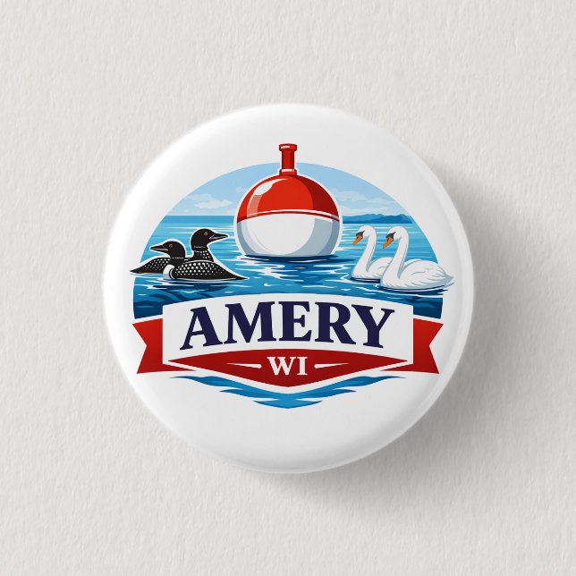 Amery Wisconsin Lake Life Souvenir - Button Knapp (Framsida)