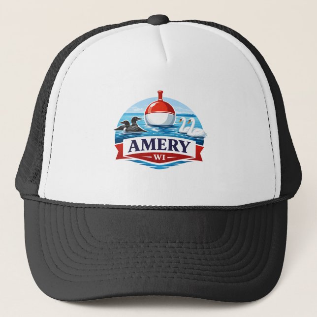 Amery Wisconsin Lake Life Souvenir - Fiskemössa Keps (Framsida)