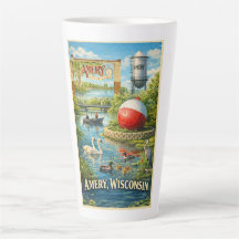 Amery, Wisconsin Staden vid sjöarna Kaffe Mugge
