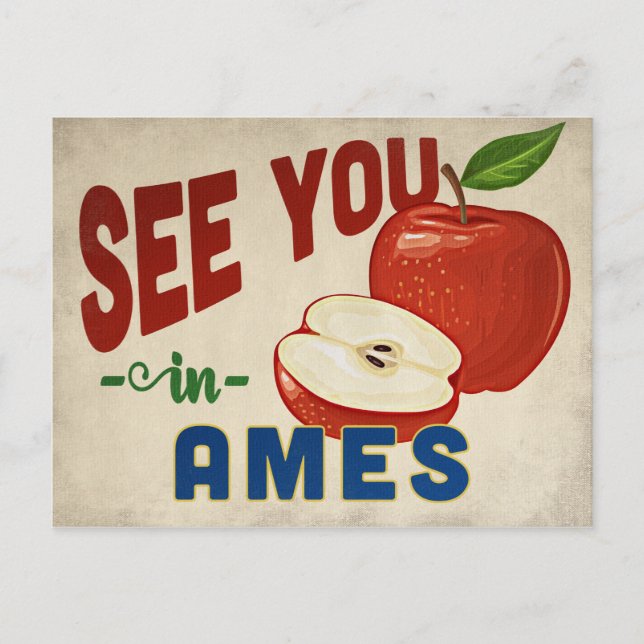 Ames Iowa Apple - Vintage resor Vykort (Framsida)