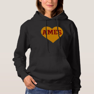 Ames Iowa Heart Design Guld & Red College Town T Shirt