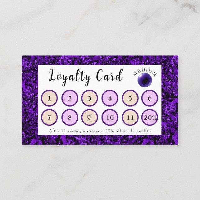 Amethyst & Amethyst Crystal Boll Loyalty Card Rabattkort (Framsida)
