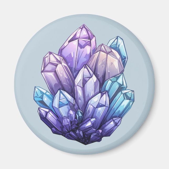 Amethyst and Aqua Crystal Cluster Art Magnet (Framsidan)