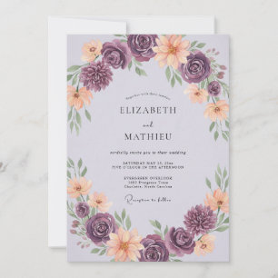 Amethyst Aprikos Ranunculus Eucalyptus Bröllop Inbjudningar