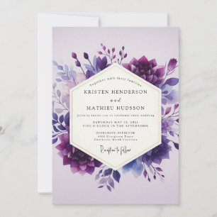 Amethyst Aquarelle Bröllop Blomning Inbjudningar
