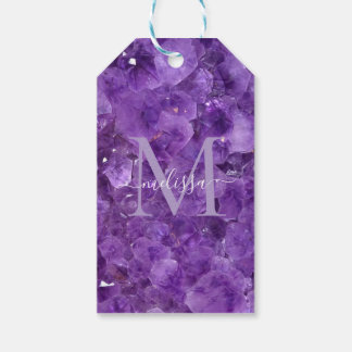 Amethyst Birthstone Monogram Personalized Name Presentetikett