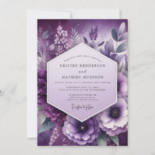 Amethyst Blommig Elegans Bröllop Inbjudningar