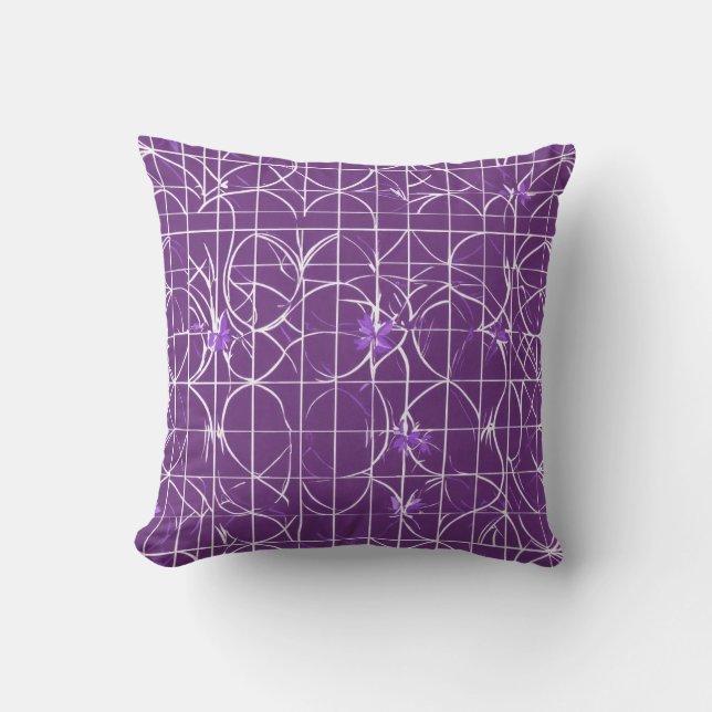 Amethyst Blommigt Tile Pillow - Minimalist Eleganc Kudde (Framsida)