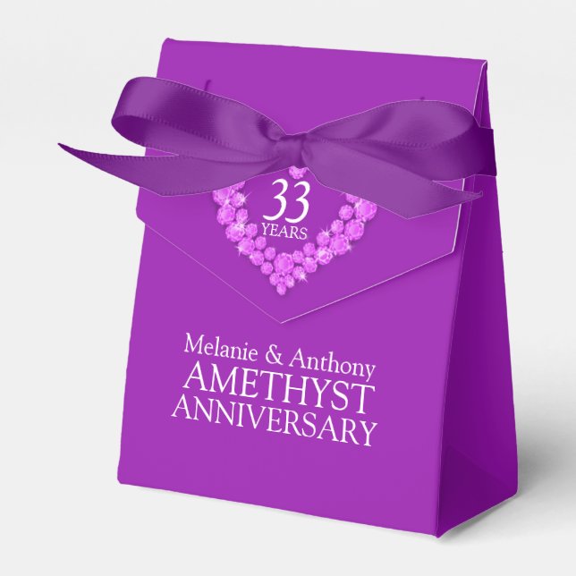 Amethyst bröllop hjärta 33 års presentbox presentaskar (Framsidan Sidan)
