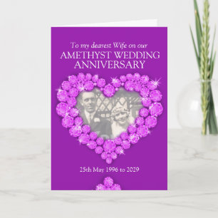 Amethyst bröllopsjubileum fru fotokort kort