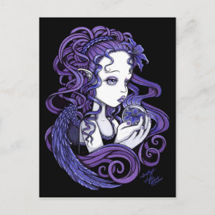"Amethyst" Crystal Boll Angel Art Postcard Vykort