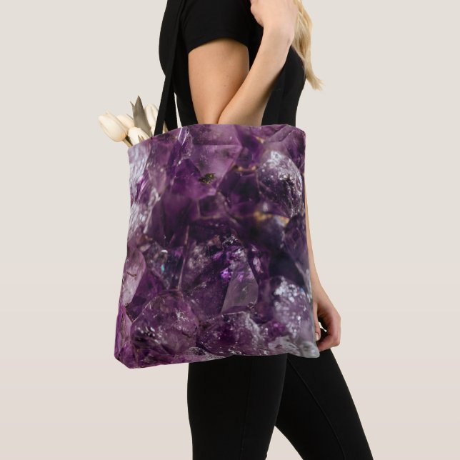 Amethyst Crystal Cleansing Calming Energy Tote Bag Tygkasse (Närbild)