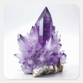 Amethyst Crystal Cluster Lila Gem Gemstone Fyrkantigt Klistermärke