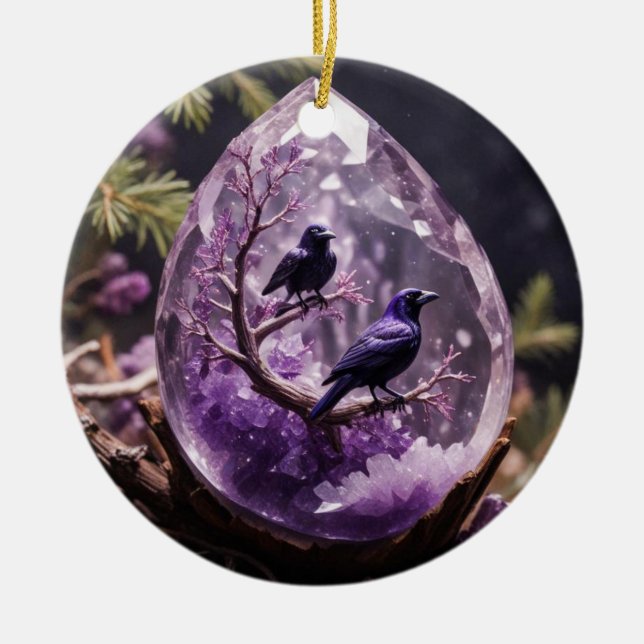 Amethyst Crystal - Crows Ravens Christmas Ornament (Framsidan)