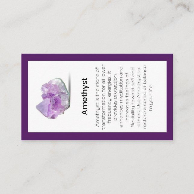 Amethyst Crystal: Jewelry Visning Card Visitkort (Framsida)
